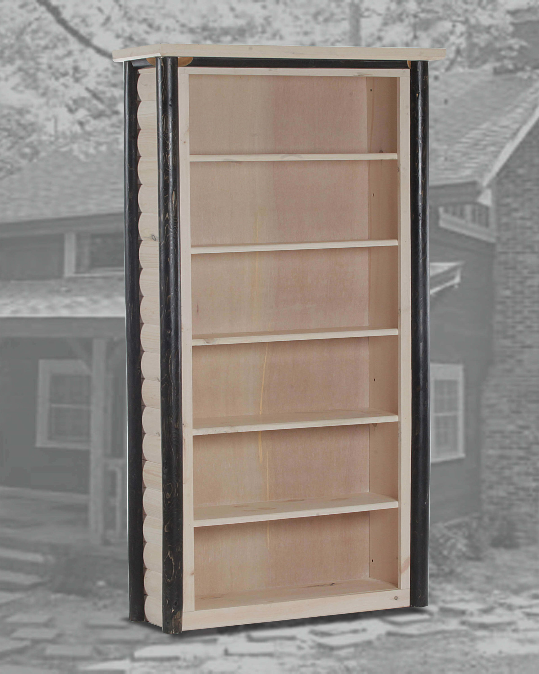Ranch 6 Bookcase White Wash And Black Wash