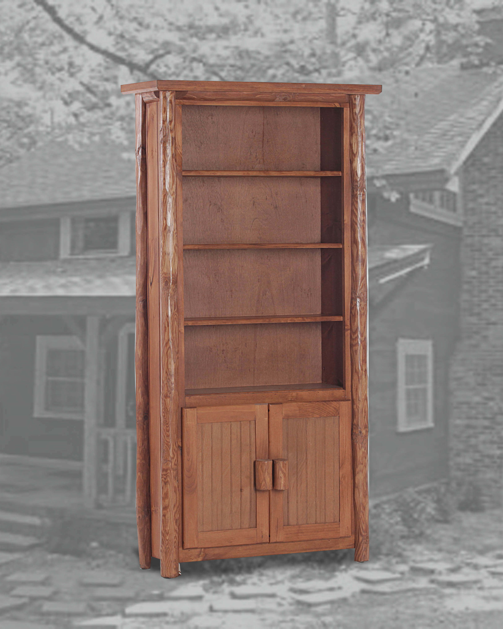 Rustic 6 Bookcase With Doors Pecan